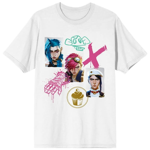 Arcane Graffiti Art & Portraits Adult White Crew Neck Short Sleeve T-shirt-3XL