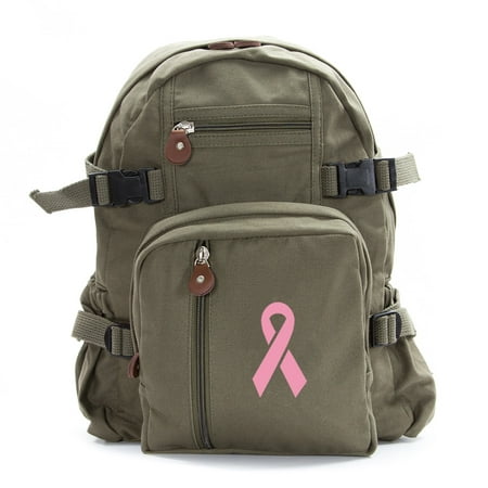 Breast Cancer Awareness Army Sport Canvas Backpack Bag School Bag Pink