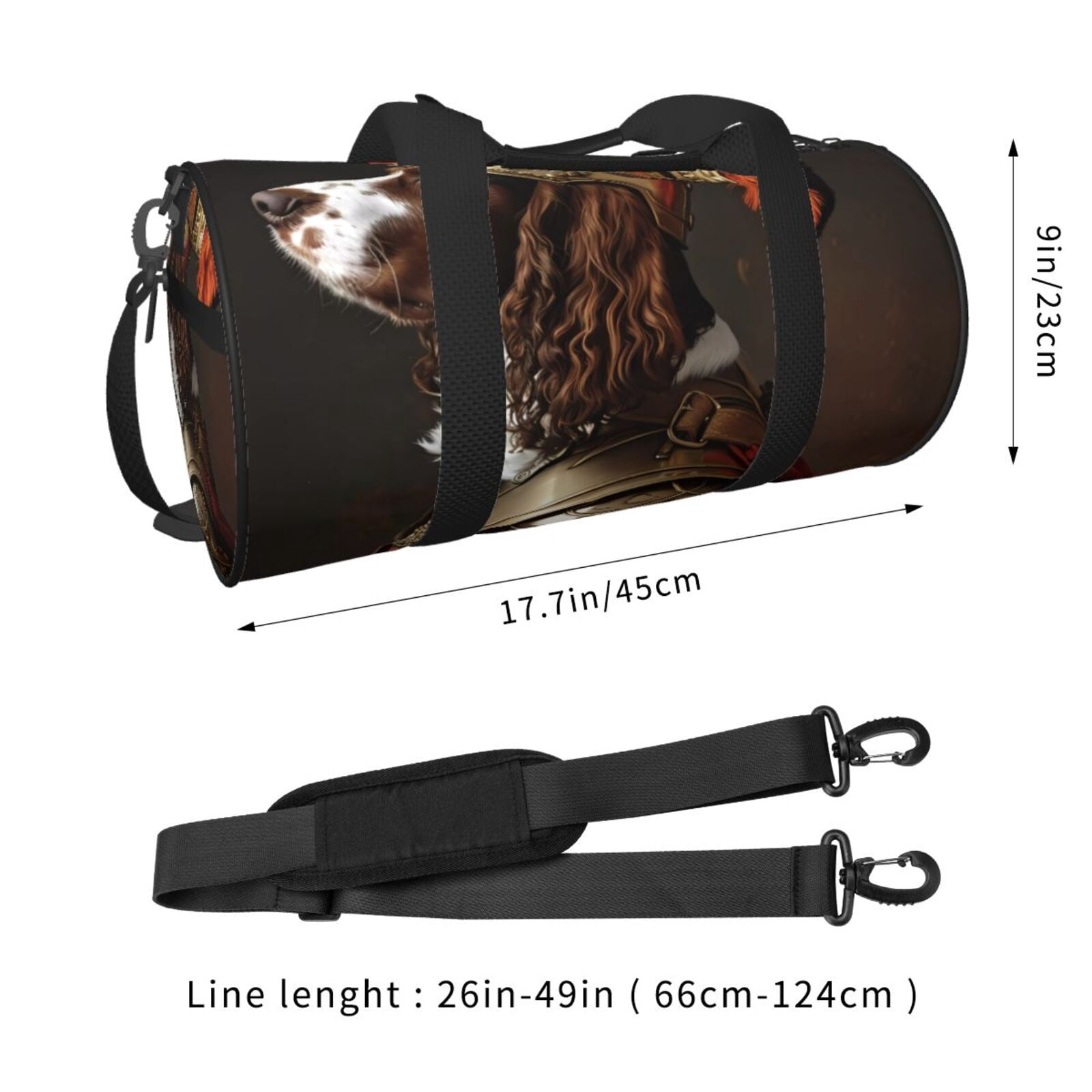Vsdgher Medieval Knight Dog 45L Foldable Duffel Bag, Sports Gym Bag,Overnight Bag, Portable Weekender Bag for Airplanes