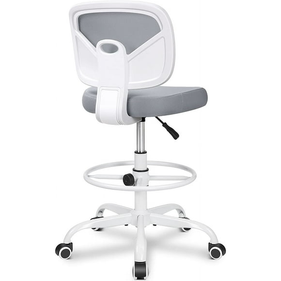 UTAH-Office Drafting Chair Armless, Tall Office Desk Chair Adjustable Height and Footring, Mid-Back Ergonomic Standing Desk Chair Mesh Rolling Tall Chair for Art Room, Office or Home(Gray)