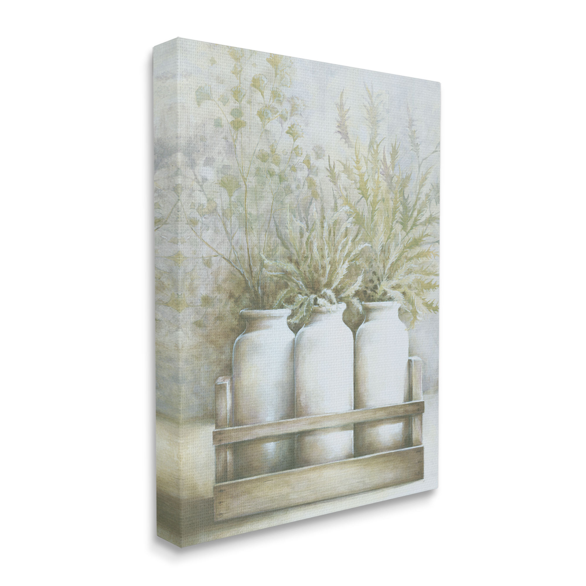 Stupell Industries Country Herbal Blooms Varied Plants Milk Jugs Painting Gallery Wrapped Canvas Print Wall Art, Design by White Ladder