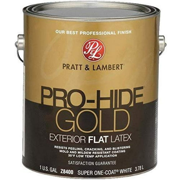Pratt & Lambert Pro-Hide Gold Exterior Paint Flat Latex - Durable - Gallon, White