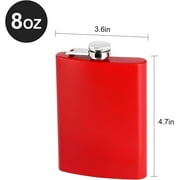 Hip Flask for Liquor Matte Red Stainless Steel Leakproof with Funnel,8 Oz, Set of 8