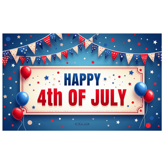 Colorful Design Happy 4th of July Banner Red White and Blue Balloon Decoration Star Pattern Patriotic Flags for Independence Day Party Outdoor Event Celebration