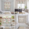 thumbnail image 6 of Spring Pink Green Check Kitchen Curtains Sets for Windows 24 Inch Length, Vintage Floral Checkered Love Rod Pocket Window Treatments Tier Curtains and Valances Set for Bedroom/Bathroom, 6 of 8
