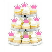 12pack Pink & White Princess Crown Tiara Cake / Cupake Decoration Toppers