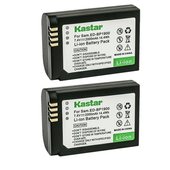 Kastar Battery 2-Pack Replacement for Samsung ED-BP1900 ED-BP1900/US BP-1900 Battery, ED-BC4NX03, ED-BC4NX03/US Charger, EV-NX1ZZZBZBUS, EV-NX1ZZZBMBUS, EV-NX1ZZZBQBUS, NX1 Smart Wi-Fi 4K Camera