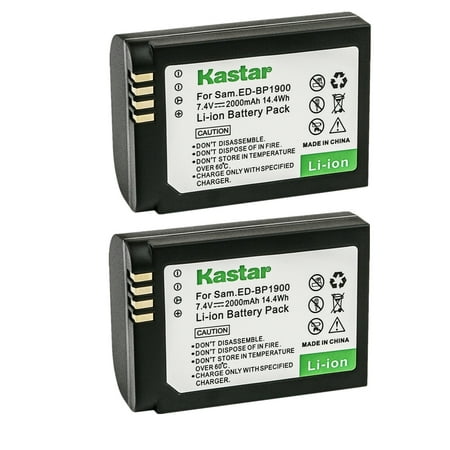 Image of Kastar Battery 2-Pack Replacement for Samsung ED-BP1900 ED-BP1900/US BP-1900 Battery ED-BC4NX03 ED-BC4NX03/US Charger EV-NX1ZZZBZBUS EV-NX1ZZZBMBUS EV-NX1ZZZBQBUS NX1 Smart Wi-Fi 4K Camera
