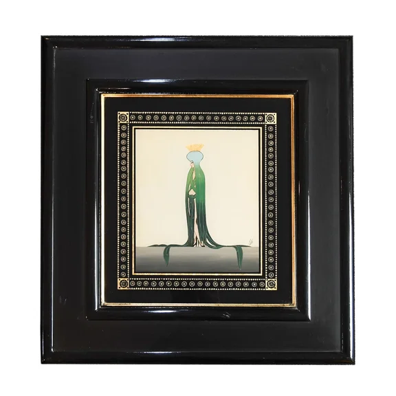 Pre-Owned Opera Gouache by Erte, Framed Paper 24k Gold Leaf Borders Framed