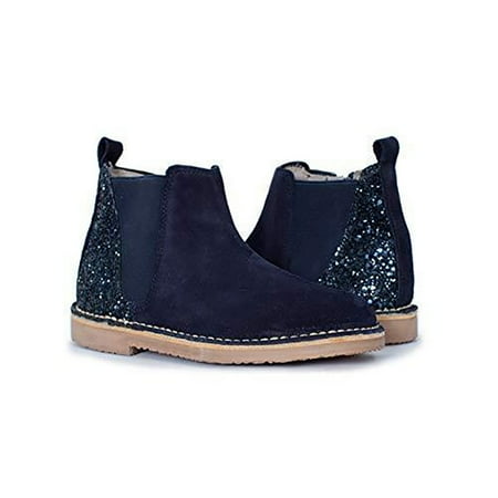 Childrenchic Suede Chelsea Ankle Boots with Sparkle Heels - Girls  Casual Winter Shoes for School  Weddings and Parties (Midnight Blue  25 M EU/8.5 M US Toddler)