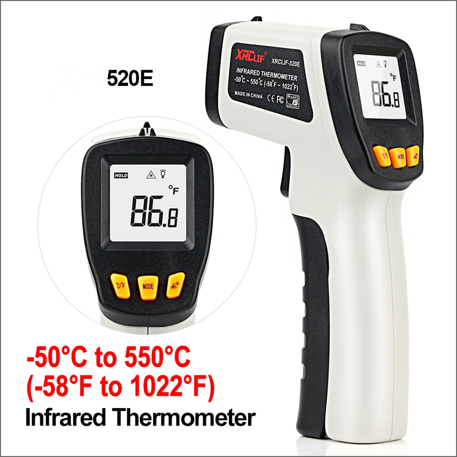 Noncontact Digital Laser Infrared Thermometer Gun High Low Temperature