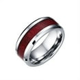 thumbnail image 1 of PVCS Couple Ring Wood Grain Titanium Steel Heart Three Layer Ring Ring Set, 1 of 1