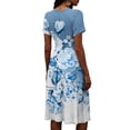 thumbnail image 6 of Minjewel Ladies Floral Casual Fashionable Short Sleeve V-Neck Dress for Spring Summer Women's Daily Casual Wear,Light Blue,M, 6 of 6