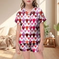 thumbnail image 2 of Zshosam Tween Pajamas Set Girls Satin Pajamas Set Button Down 2 Piece Silk Pjs Shorts Set Ruffle Sleepwear Size 1T 2T,(Pink 1-2 Years), 2 of 4