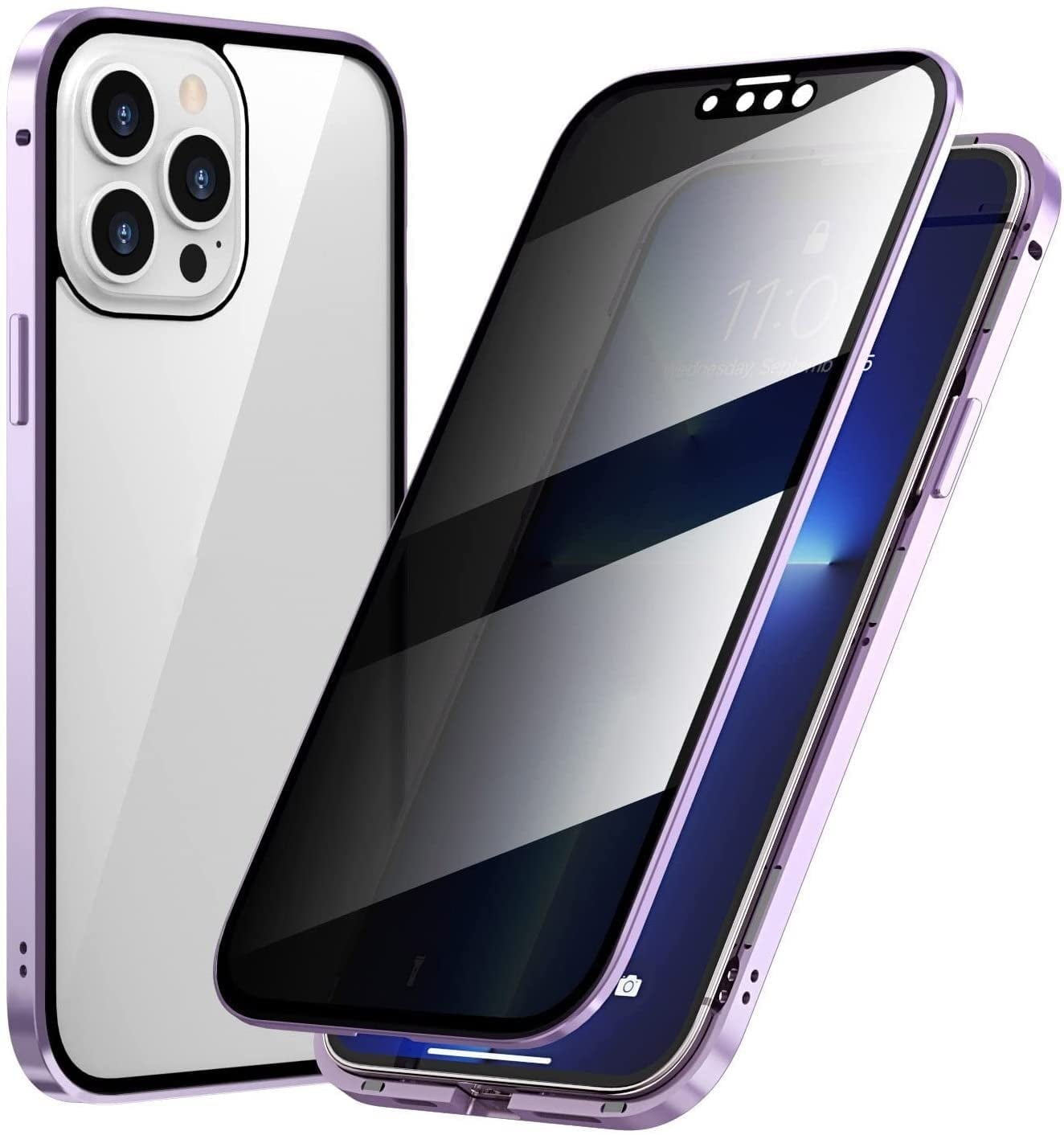 Privacy Magnetic Case, Double Sided Design Tempered Glass with Metal Bumper 360° Full Protective Phone Cover for iPhone 13 Pro Max/iPhone 11/ iPhone XR Walmart.com
