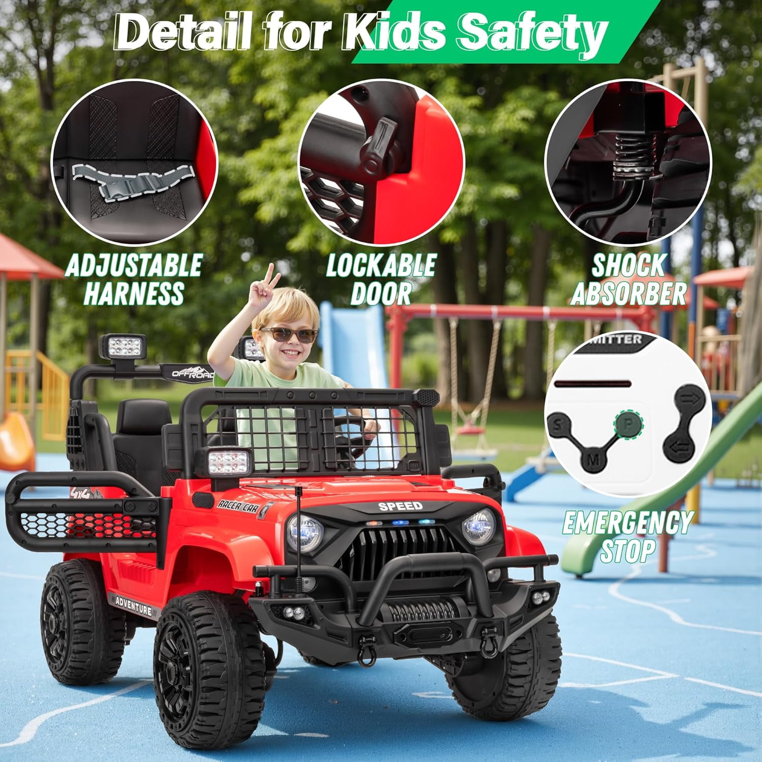 HappyToysWorld Electric Ride on Truck 24V with Parent Remote Control, 2-Seater, Bluetooth Enabled