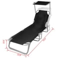 thumbnail image 5 of Outdoor Foldable Sun Chaise Lounger with Canopy, 74 Inch Steel, Black, 5 of 6