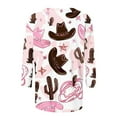 thumbnail image 5 of DDAPJ pyju 3/4 Length Sleeve Womens Tops Boho Floral Graphic Tees Loose Fit Crewneck Pullover Blouses Ofertas Prime Pink L, 5 of 6