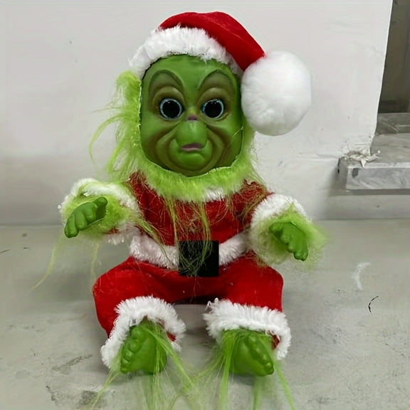 1 piece of creative plush elf doll for Christmas, a Christmas geek gift, a green geek.