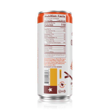 (4 pack) Chameleon Cold-Brew Cinnamon Dolce Whole Milk Latte, 8oz, Organic Coffee (4-pack)