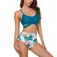 thumbnail image 2 of SWSMCLT Women's Padded Beach Push Up High Waisted Sexy Bikini Set Cutout Bathing Suit Twist Front Swimsuit Green Large, 2 of 3