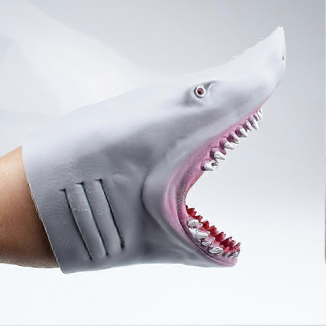 26-27 Shark Hand Puppet For Story Animal Head Gloves Kids Toys Gift(1pcsgray