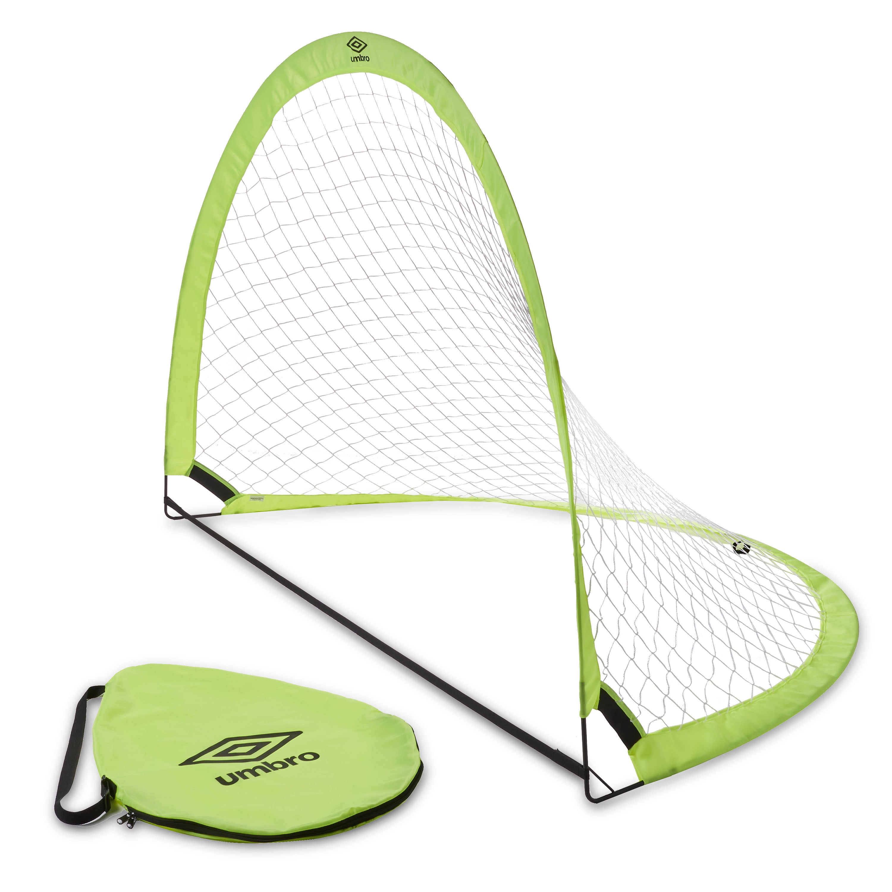 Umbro Soccer Goal Nets, Portable Pop-up Set with Lime Green Zipper Storage Bag