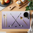 thumbnail image 2 of Purple Ombre Placemats Set of 8 Black Hockey Sticks Minimalist Style Place Mats Indoor Wipeable Table Mats Washable Cloth Dining Table Placemats for Kitchen Holiday Party Home Decor 13x19 Inch, 2 of 9