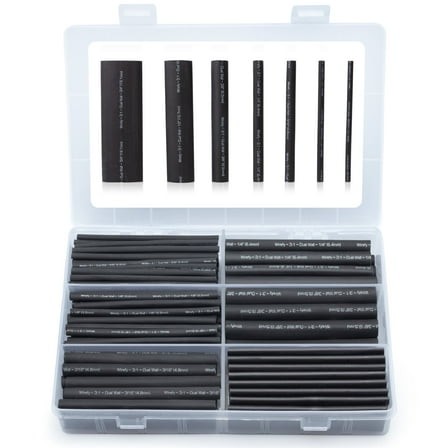 Wirefy 180 PCS Heat Shrink Tubing Kit - Black, 3:1 Dual Wall Tube Adhesive Lined - Black