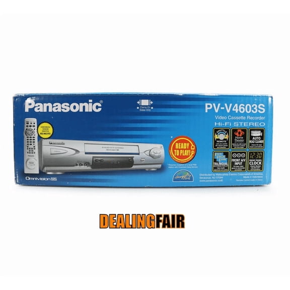 Restored Panasonic PV-V4603S 4-Head Hi-Fi VCR w/ Original Remote, Manual, A/V Cables, & HDMI Converter