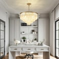 thumbnail image 6 of Depuley 9 Light Luxury Gold Crystal Chandelier Modern Flush Mount Ceilig Light Round Hanging Ceiling Lighting Fixture for Living Room Bedroom Dining, E12 Bulb Included, 6 of 7