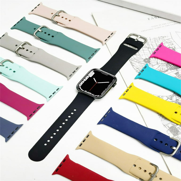 YuiYuKa Silicone strap Compatible with Apple Wristwatches bands 45mm 41mm  38mm 40mm 44mm 42mm Ultra 49mm Women Men, sport bracelet wristband for  iWatch band Series 9 8 7 6 5 4 3 se - Light yellow 