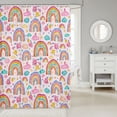 thumbnail image 2 of Pink Waterproof Bathroom Curtain Watercolor Rainbow Bath Curtain, Chic Floral Flower Shower Curtain Teal Blue Clouds Bathroom Curtains, Groovy Party Shower Accessories, 2 of 4