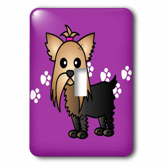 3dRose Cute Yorkshire Terrier Yorkie Purple with Paw Prints - Single Toggle Switch (lsp_10816_1)