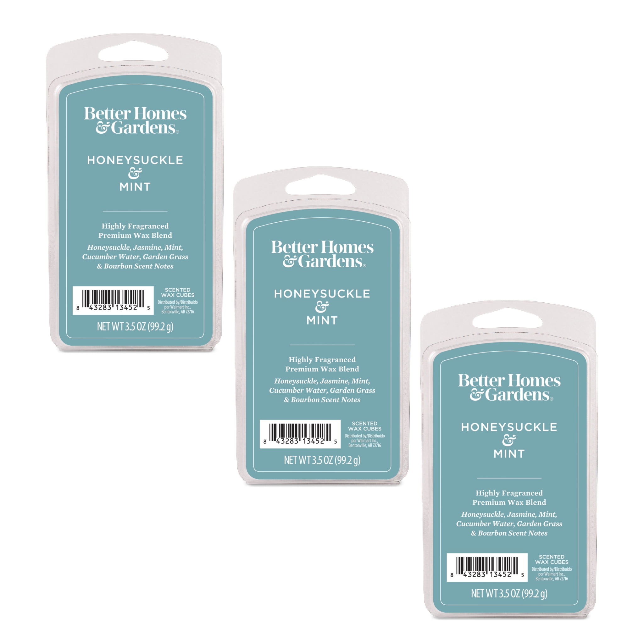 Honeysuckle & Mint Premium Scented Wax Melts, Better Homes & Gardens, 3.5 oz (3-Pack)