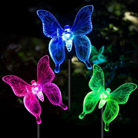Solar Lights For Garden Solar Led Lights Outdoor Decoration For Outdoor Area Package With 3 Pieces Solar Lights Butterfly For Garden Multicolored Garden Patio Lawn Walkway Walmart Canada