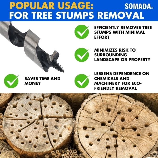 SOMADA 3/8-inch x 8-inch Auger Drill Bit for Wood, Quick Change Hex Shank 3/8-inch, Ship Auger Long Drill Bit for Soft and Hard Wood, Plastic, Drywall and Composite Materials