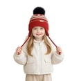 thumbnail image 3 of Xijirk Kids Winter Knit Beanie Pom Hat With Ear Warm Lined Cap for Outdoor Cold Weather for Toddlers Boys Girls, 3 of 5