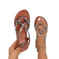 thumbnail image 5 of Women's Boho Braided Toe Post Sandals, Wide Width Casual Summer Sandals for Women, Elastic Back Strap Walking Shoes, Non-Slip Beach Flip Flops, 5 of 8
