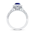 thumbnail image 2 of Rosec Jewels Vintage Inspired Ring for Women - Created Blue Sapphire Ring with Diamond Halo, 14K White Gold, US 9.50, 2 of 8