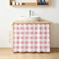 thumbnail image 4 of Pink Checkered Cabinet Curtains 28"W x 35"L, Farmhouse Buffalo Plaid Under Sink Skirt for Bathroom Vanity Kitchen Self Adhesive, Dust-Proof Privacy Curtain for Closet Shelves Laundry Room, 4 of 9