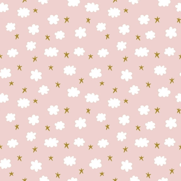 MuralsPrint Baby Girl Stars and Clouds Removable Wallpaper - 10'ft H x 24''inch W