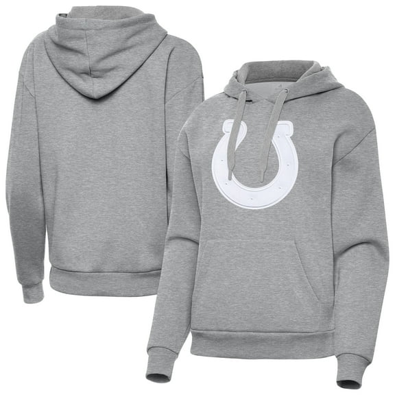 Women's Antigua Heather Gray Indianapolis Colts Victory Pullover Hoodie