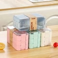 thumbnail image 5 of Pink Eco-Friendly Wheat Fiber Divided Lunch Box, Clear Lid Reusable Stackable Food Storage Container for Travel Camping Daily Lunch Packing, 5 of 6