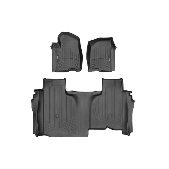 WeatherTech Custom Fit FloorLiners compatible with Sierra 2500HD/3500HD, Silverado 2500HD/3500HD, Silverado 1500 - 1st & 2nd Row, Black