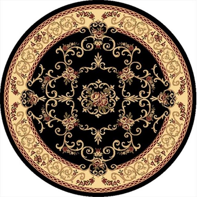 Rugs America 21337 Tapis Rond Noir 5 Pi. 3 Po. Nouvelle Vision Souvanerie