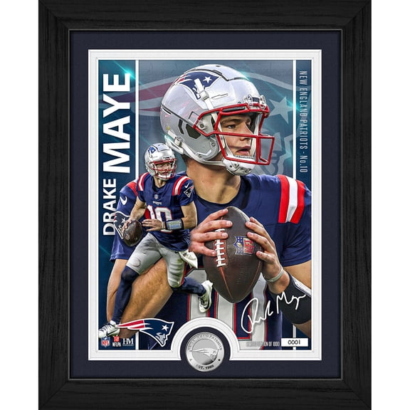 Highland Mint Drake Maye New England Patriots 13" x 16" Silver Coin Photo Mint
