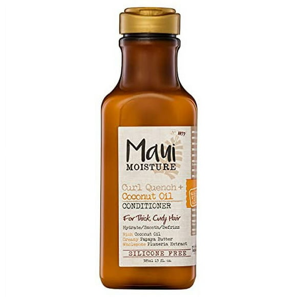 Maui Moisture Curl Quench + Coconut Oil Curl-Defining Anti-Frizz Conditioner to Hydrate and Detangle Tight Curly Hair, Softening Conditioner, Vegan, Silicone & Paraben-Free, 13 fl oz