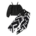 thumbnail image 1 of Baby Outfit Baby Girl Spring Summer Toddler Girl Stylish Outfits 2 Piece Set Loose Ruffled Sleeve Floral Print Wide Leg Pants and Tops Ensemble Naissance Fille Black 7 Years-8 Years, 1 of 7