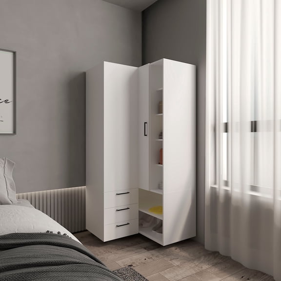 Toulouse Corner Armoire Wardrobe Console Smart Space-Saving Design Featuring Double Access